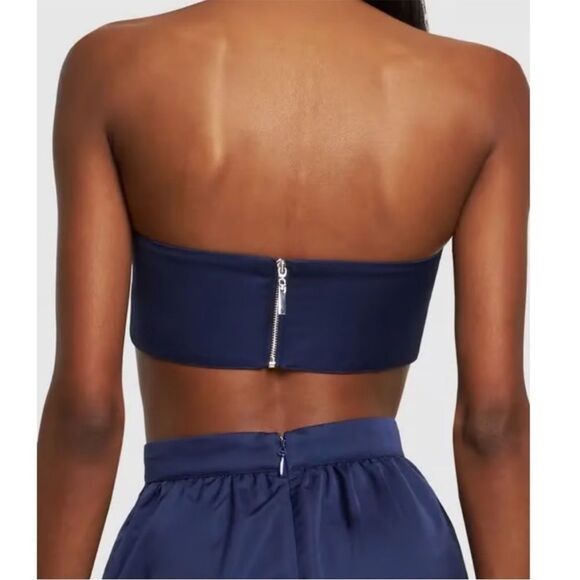 WeWoreWhat Duchesse Satin Bandeau Top Navy Size 2 - Picture 9 of 9